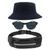 Kit Com Chapéu Bucket, Pochete Ajustável Impermeável Saída Para Fone E Oculos De Sol Óculos De Sol Armação Oval MD-13 Azul escuro