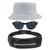 Kit Com Chapéu Bucket, Pochete Ajustável Impermeável Saída Para Fone E Oculos De Sol Óculos De Sol Armação Oval MD-13 Branco