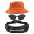 Kit Com Chapéu Bucket, Pochete Ajustável Impermeável Saída Para Fone E Oculos De Sol Óculos De Sol Armação Oval MD-13 Laranja