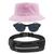 Kit Com Chapéu Bucket, Pochete Ajustável Impermeável Saída Para Fone E Oculos De Sol Óculos De Sol Armação Oval MD-13 Rosa claro