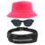 Kit Com Chapéu Bucket, Pochete Ajustável Impermeável Saída Para Fone E Oculos De Sol Óculos De Sol Armação Oval MD-13 Rosa neon