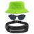 Kit Com Chapéu Bucket, Pochete Ajustável Impermeável Saída Para Fone E Oculos De Sol Óculos De Sol Armação Oval MD-13 Verde neon