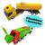 Kit Com Dois Caminhões Em Miniatura - 1 Coletor De Lixo + 1 Tanque Brinquedo Infantil Amarelo, Verde