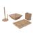 Kit com fruteira vazada, porta papel toalha, porta facas e tábua migalheira de pão de bambu - Oikos NATURAL