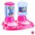 Kit Comedouro Bebedouro Automático Bandeja Galão Cães Gatos Rosa