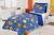 Kit completo infantil cobre leito kids solteiro estampado + jogo de lençol 5 peças futebol azul