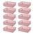 Kit Conjunto 10 Cestos Médio 24,2x19 Eficiente Organizador Decorativo Prático Empilhável Resistente Multiuso Rosa