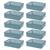 Kit Conjunto 10 Cestos Médio 24,2x19 Eficiente Organizador Decorativo Prático Empilhável Resistente Multiuso Azul