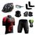 Kit Conjunto Ciclismo Camisa e Bermuda + Capacete de Ciclismo C/ Luz LED + Luvas de Ciclismo + Óculos Esportivo +  Par de Manguitos + Bandana Xbike vermelho