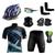 Kit Conjunto Ciclismo Camisa e Bermuda + Capacete de Ciclismo C/ Luz LED + Luvas de Ciclismo + Óculos Esportivo +  Par de Manguitos + Bandana Xbike azul