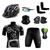 Kit Conjunto Ciclismo Camisa e Bermuda + Capacete de Ciclismo C/ Luz LED + Luvas de Ciclismo + Óculos Esportivo +  Par de Manguitos + Bandana Ciclista preto, Branco