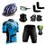 Kit Conjunto Ciclismo Camisa e Bermuda + Capacete de Ciclismo C/ Luz LED + Luvas de Ciclismo + Óculos Esportivo +  Par de Manguitos + Bandana Ciclista azul