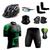 Kit Conjunto Ciclismo Camisa e Bermuda + Capacete de Ciclismo C/ Luz LED + Luvas de Ciclismo + Óculos Esportivo +  Par de Manguitos + Bandana Ciclista verde