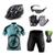 Kit Conjunto Ciclismo Camisa Proteção UV e Bermuda + Capacete Ciclismo +Luvas Ciclismo + Óculos Bike preto, Azul