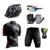 Kit Conjunto Ciclismo Camisa Proteção UV e Bermuda em Gel + Capacete Ciclismo + Luvas Ciclismo + Óculos Xbike preto