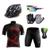 Kit Conjunto Ciclismo Camisa Proteção UV e Bermuda em Gel + Capacete Ciclismo + Luvas Ciclismo + Óculos Xbike preto, Vermelho