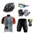 Kit Conjunto Ciclismo Camisa Proteção UV e Bermuda em Gel + Capacete Ciclismo + Luvas Ciclismo + Óculos Xfreedom vermelho