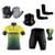 Kit Conjunto Ciclismo Camisa Proteção UV e Bermuda em Gel + Luvas Ciclismo + Manguito + Bandana Brasil