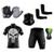 Kit Conjunto Ciclismo Camisa Proteção UV e Bermuda em Gel + Luvas Ciclismo + Manguito + Bandana Punisher preto, Branco