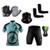 Kit Conjunto Ciclismo Camisa Proteção UV e Bermuda em Gel + Luvas Ciclismo + Manguito + Bandana Bike preto, Azul