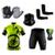 Kit Conjunto Ciclismo Camisa Proteção UV e Bermuda em Gel + Luvas Ciclismo + Manguito + Bandana Bike preto, Amarelo limão
