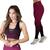 Kit conjunto fitness  top + legging jacquard degradê em poliamida Bordô