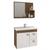 Kit Conjunto Gabinete para Banheiro com 1 Porta 2 Gavetas e Espelheira Hortência Mgm AMENDOA/BRANCO