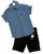 kit conjunto jeans infantil meninos camisa jeans bermuda jeans masculino tam de 4 a 16 anos Azul celeste