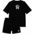 Kit Conjunto Masculino Bermuda Tactel Com Bolsos + Camisa Camiseta Algodão Estampada Preto caveira