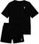 Kit Conjunto Masculino Bermuda Tactel Com Bolsos + Camisa Camiseta Algodão Estampada Preto alien
