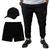 Kit Conjunto Masculino Short Bermuda Tactel + Calça Jogger + Boné Academia Aba Curva Preto flor