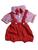 kit conjunto menino Bebê Infantil Camisa jardineira egravata Risca degiz vermelho, Vermelho