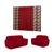 Kit cortina florata + capa de sofá elasticada 3 e 2 lugares Vermelho