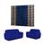Kit cortina florata + capa de sofá elasticada 3 e 2 lugares Azul