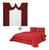 Kit Cortina Paris 3 Metros+Edredom Dubai Casal+2 Fronhas Vermelho