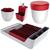 Kit Cozinha Escorredor Louças + Porta Talheres + Dispenser Detergente + Lixeira Pia - Branco Crippa Vermelho