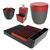 Kit Cozinha Escorredor Louças + Porta Talheres + Dispenser + Lixeira Pia - Crippa Vermelho