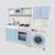 Kit Cozinha Infantil e Máquina de Lavar Azul claro