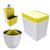 Kit Cozinha Pia Porta Dispenser Detergente + Lixeira 5L + Escorredor Talheres - Branco Crippa Amarelo
