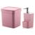 Kit Cozinha Trium Dispenser Porta Detergente Bucha + Lixeira 4,7 Litros - Ou Rosa