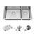 Kit Cuba Dupla Gourmet com Acessórios Solo 50x25x40 e Válvulas e Escorredor e Tampas Decorativas Arell Inox Escovado