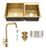 Kit cuba dupla inox 304 dourado + torneira slim quente fria dourado DOURADO