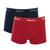Kit De 2 Cuecas Lisa Boxer Box Básica Infantil Juvenil Mash Kids Em Algodão Cotton 1 vermelha, 1 azul escuro