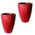 Kit de 2 vaso para planta coluna redondo modelo diamante com efeito 3D decoração casa e jardim 58x36 Vermelho