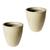 Kit de 2 vasos coluna lisa brilhante em polietileno para decoração de jardim e casa de luxo 40x31 Bege