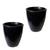 Kit de 2 vasos coluna lisa brilhante em polietileno para decoração de jardim e casa de luxo 40x31 Preto