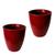Kit de 2 vasos coluna lisa brilhante em polietileno para decoração de jardim e casa de luxo 40x31 Vermelho