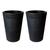 Kit de 2 vasos coluna para planta decorativo grafiato de luxo em polietileno 28x23 Preto