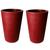 Kit de 2 vasos coluna para planta decorativo grafiato de luxo em polietileno 28x23 Vermelho