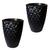 Kit de 2 vasos coluna redondo modelo diamante 3D decoração casa e jardim com proteção UV 49x33 Preto